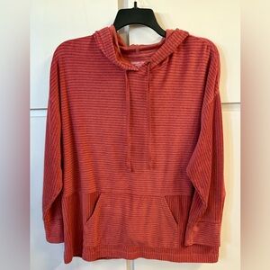 Coldwater Creek Brick Red Striped Pullover